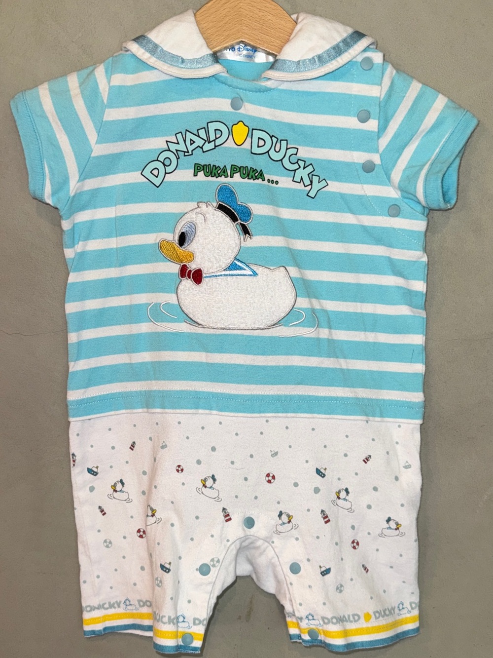 HTF Disney Tokyo Resort Donald Duck romper size 80 approx 12 months